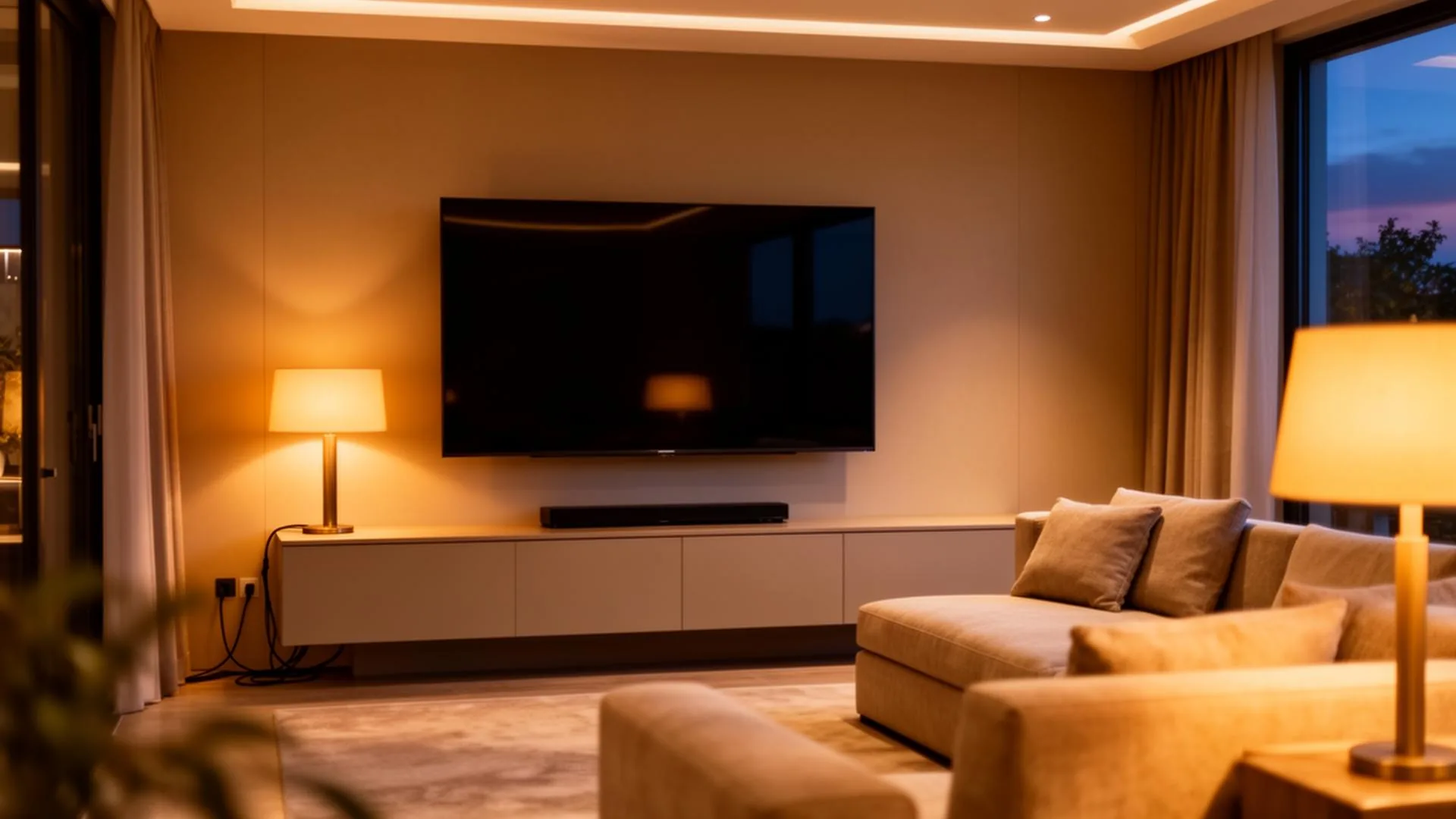 Professional TV mounting in a modern living room